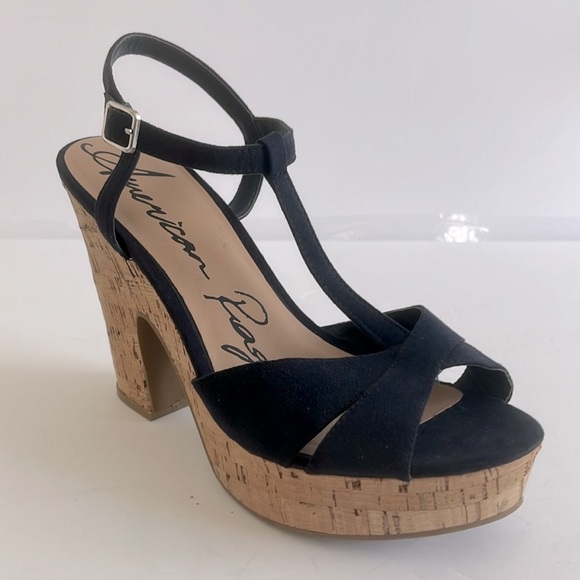 American Rag Women Jamie Open Toe Casual Platform Sandals Navy Blue Size 10W NEW - Picture 2 of 5